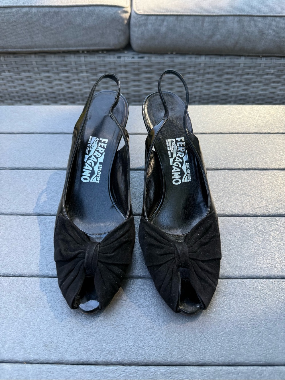Vintage Salvatore Ferragamo Peep Toe Leather Heels Quiet Luxury Old Money Party